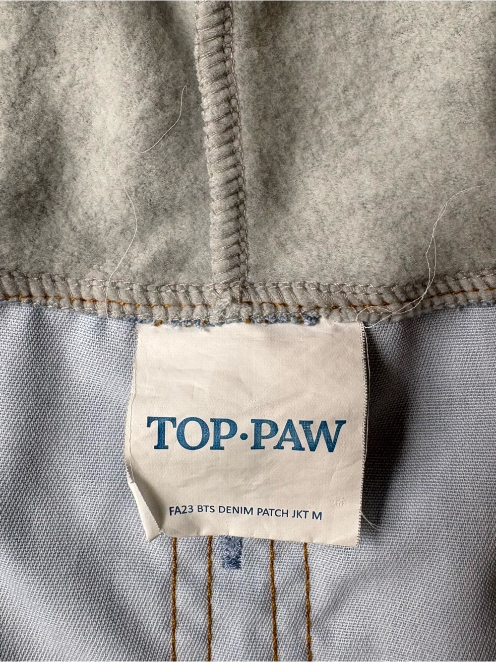 TOP PAW Blue Denim Patched Hoodie Dog Jacket – Size M - Picture 11 of 11